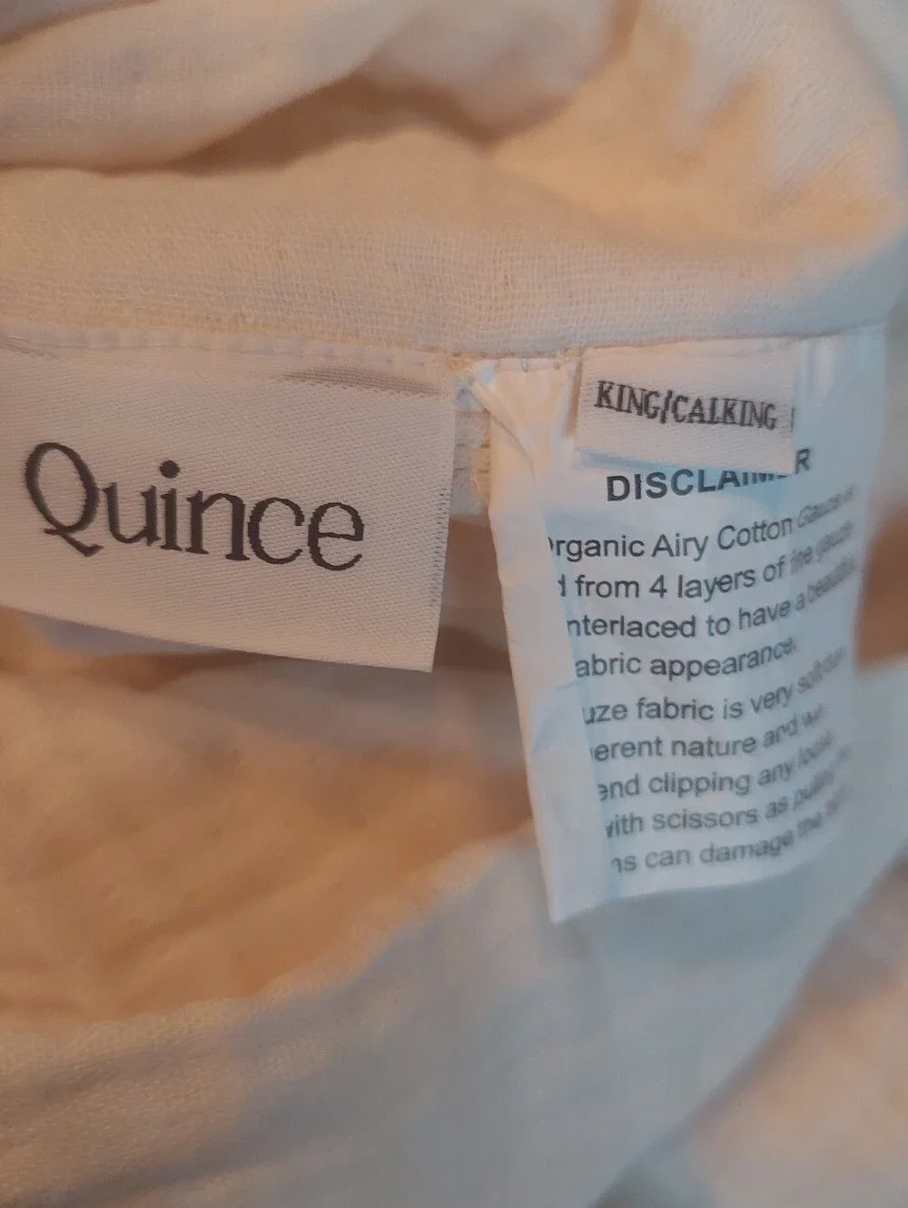 Quince Organic Cotton Airy Gauze Undyed Duvet Cover Set! King/ Cal King (756)